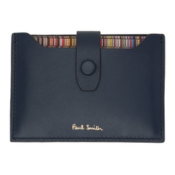 Blue Signature Stripe Pull-Out Card Holder 241260M163009