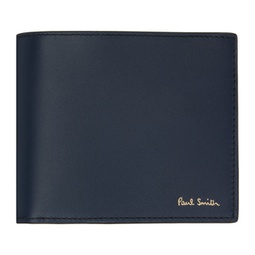 Blue Leather Billfold Signature Stripe Interior Wallet 241260M164004