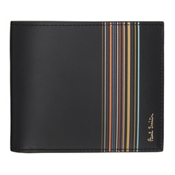 Black Signature Stripe Block Wallet 241260M164016