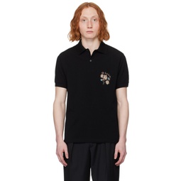 Black Embroidered Polo 241260M212002