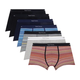 Seven-Pack Multicolor Signature Stripe And Plain Boxers 241260M216026