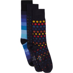 Three-Pack Blue Socks 241260M220004