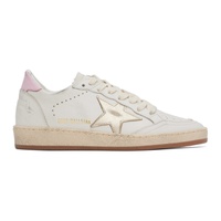White & Pink Ball Star Sneakers 241264F128057