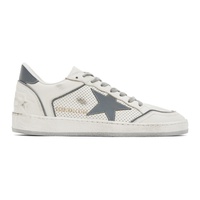 White & Silver Ball Star Sneakers 241264M237038