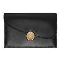 Black Asymmetrical Flap Credit Card Holder 241270F037005