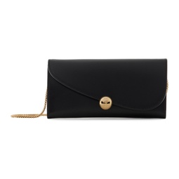 Black Asymmetrical Flap Wallet Bag 241270F048018