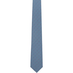 Blue & Pink Gancini Print Silk Tie 241270M158001