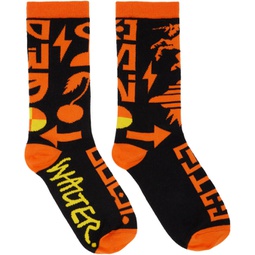 Black & Orange Dawleetoo Socks 241278M220002