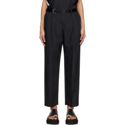 Black Oblique Fold Trousers 241302F087016