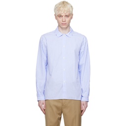 White & Blue Eloan Long Sleeve Shirt 241305M192035