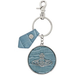 Silver & Blue Embossed Orb Keychain 241314M148005