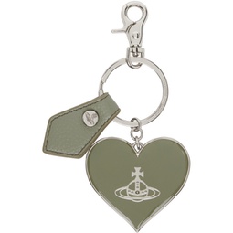 Silver Re-Vegan Mirror Heart Orb Keychain 241314M148034