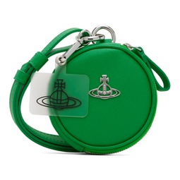Green Phone Lanyard Faux-Leather Pouch 241314M171040