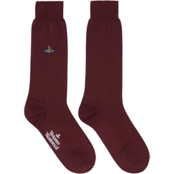 Burgundy Plain Socks 241314M220017