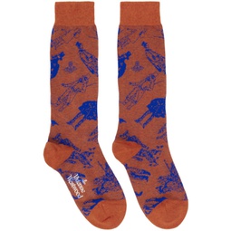 Orange Evolution of Man Socks 241314M220019