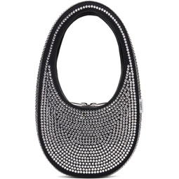 Black Crystal Embellished Mini Swipe Bag 241325F046006