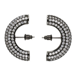 Gunmetal Half Moon Crystal Hoop Earrings 241340F022001