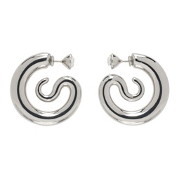 Silver Diamond Serpent Hoop Earrings 241340F022008