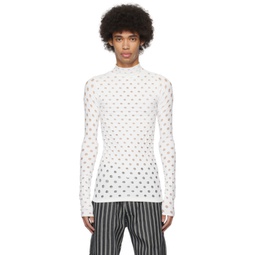 White Perforated Turtleneck 241370M205001