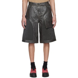 Gray Sunbird Faux-Leather Shorts 241375M193000