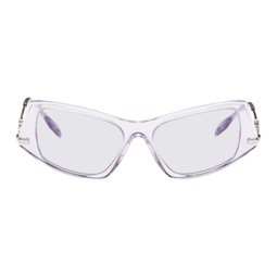 Purple Geometric Cat-Eye Acetate Sunglasses 241376F005036
