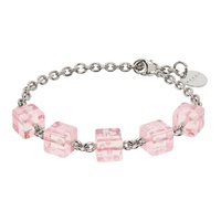 Silver & Pink Dice Charm Bracelet 241379F020005