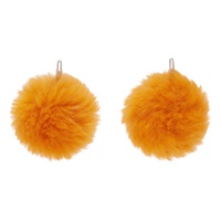 Orange Pom Pom Earrings 241379F022006