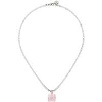 Silver & Pink Dice Charm Necklace 241379F023013