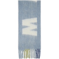 Blue & Yellow Mohair Logo Stripe Scarf 241379F028008