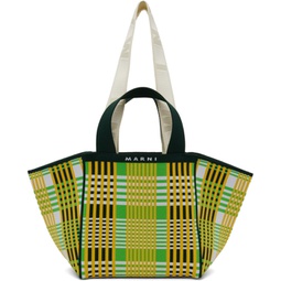 Green & Yellow Small Shopping Tote 241379F049061