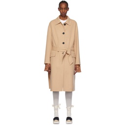 Beige Topstitched Trench Coat 241379F067000