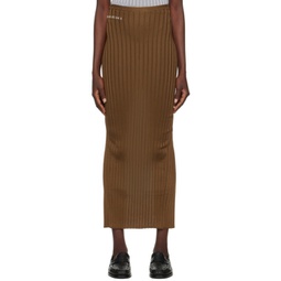 Brown Ribbed Maxi Skirt 241379F093004