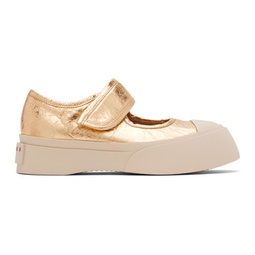Gold Leather Mary Jane Sneakers 241379F118003
