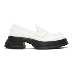 White Pinched Seam Loafers 241379F121016