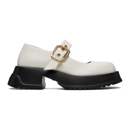 White Leather Mary Jane Loafers 241379F121020