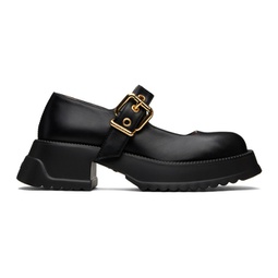 Black Leather Mary Jane Loafers 241379F121021