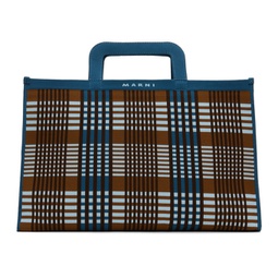 Blue & Brown Knit Briefcase 241379M167001