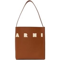 Brown Small Leather Museo Patches Tote 241379M172021