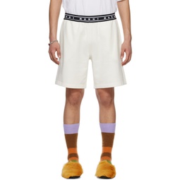 White Jacquard Shorts 241379M193016
