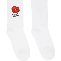 White Floating Flower Sporty Socks 241389F076002