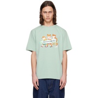 Green Surfing Foxes T-Shirt 241389M213045