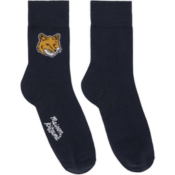 Navy Fox Head Socks 241389M220011