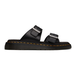 Black Josef Leather Buckle Slide Sandals 241399M234008