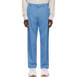 Blue Straight Trousers 241401M191002