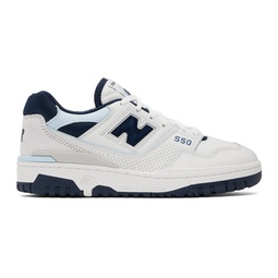 White & Navy 550 Sneakers 241402M237150