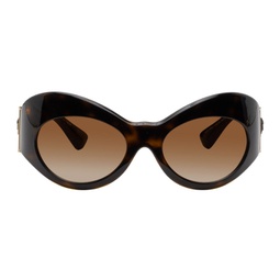 Brown Oval Shield Sunglasses 241404F005065