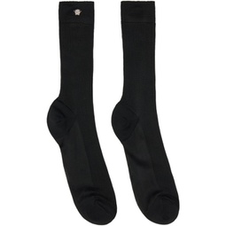 Black Ribbed Knit Socks 241404F076002
