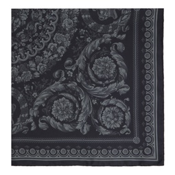 Black Barocco Large Silk Scarf 241404M150006
