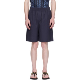 Navy Embroidered Shorts 241404M193002