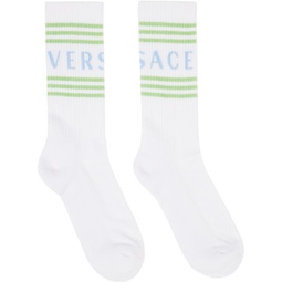 White 90s Vintage Logo Socks 241404M220023
